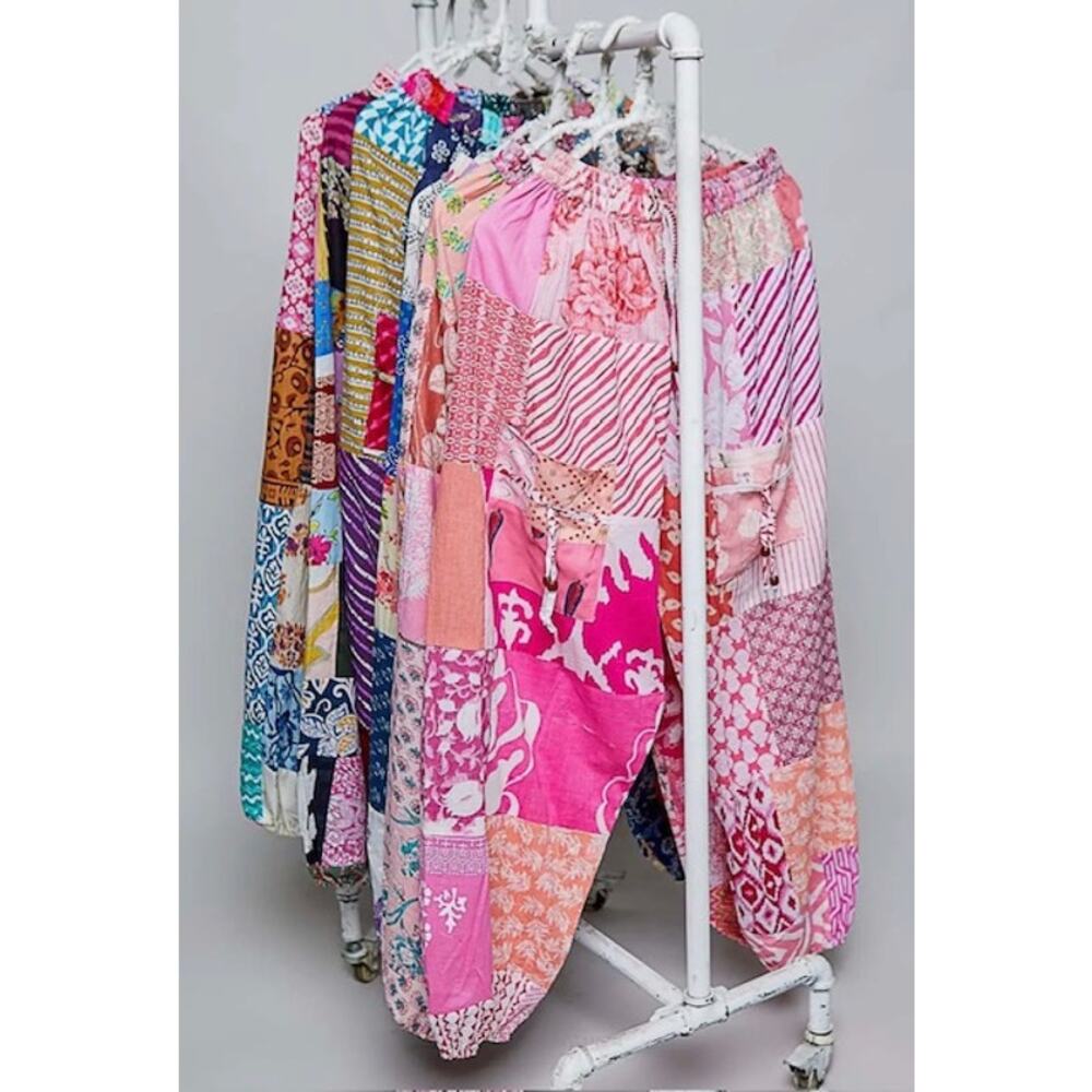 POL - One of a Kind Boho Printed Woven Jogger Pants - One Size (A)